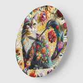 Fantasy Niedlich Cat Stached Glass Große Wanduhr (Winkel)