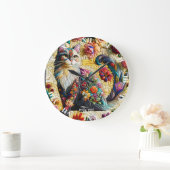 Fantasy Niedlich Cat Stached Glass Große Wanduhr (Zuhause)