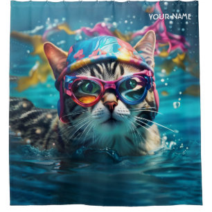Fantasy Niedlich Cat Swimming Pool Duschvorhang
