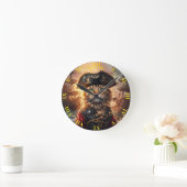 Fantasy Niedlich Chat Pirate Hat Runde Wanduhr (Zuhause)
