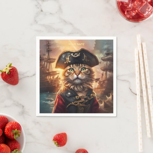 Fantasy Niedlich Chat Pirate Hat Serviette (Beispiel)