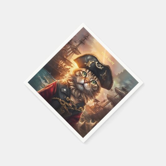 Fantasy Niedlich Chat Pirate Hat Serviette (Ecke)