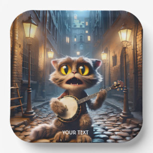 Fantasy Niedlich Chat Playing Banjo Pappteller