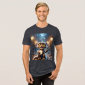 Fantasy Niedlich Chat Playing Banjo Tri-Blend Shirt (Vorderseite voll)