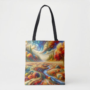 Fantasy Niedlich Checkered Surreal Landschaft Tasche