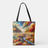 Fantasy Niedlich Checkered Surreal Landschaft Tasche (Rückseite)