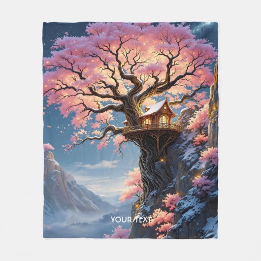 Fantasy Niedlich Cherry Blossom Trem Fleecedecke (Vorderseite)