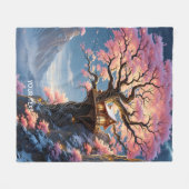 Fantasy Niedlich Cherry Blossom Trem Fleecedecke (Vorderseite (Horizontal))