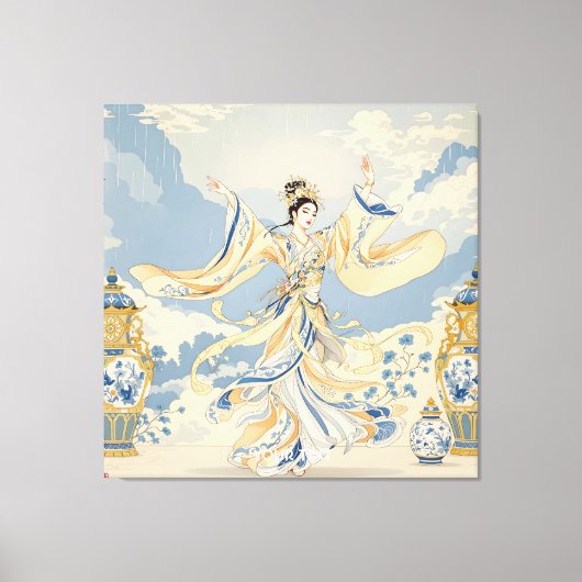 Fantasy Niedlich Chinese Dancer Print Leinwanddruck (Vorderseite)
