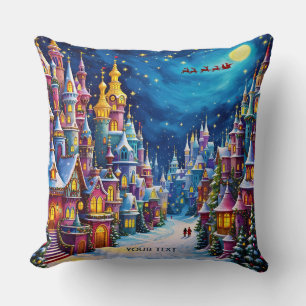 Fantasy Niedlich Christmas Eve Town Kissen