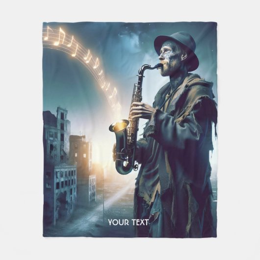 Fantasy Niedlich City Music Man Fleecedecke (Vorderseite)