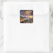 Fantasy Niedlich Clock Time Way Quadratischer Aufkleber (Tasche)