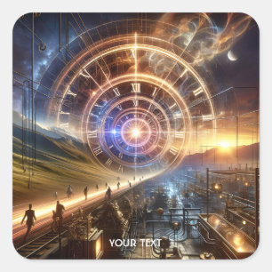 Fantasy Niedlich Clock Time Way Quadratischer Aufkleber