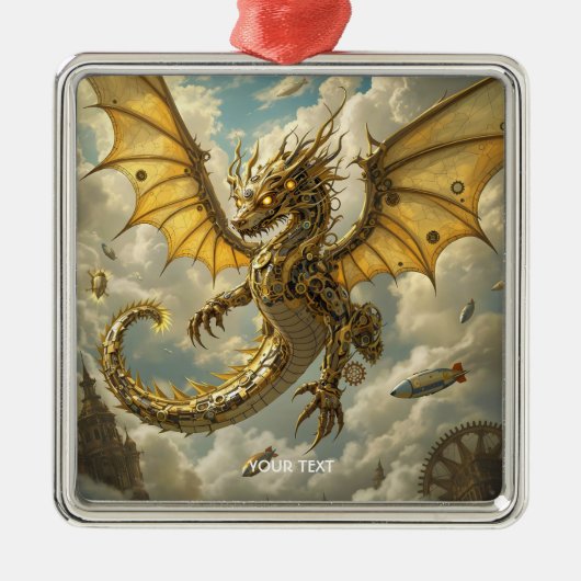 Fantasy Niedlich Clockwork Dragon Skies Ornament Aus Metall (Vorne)