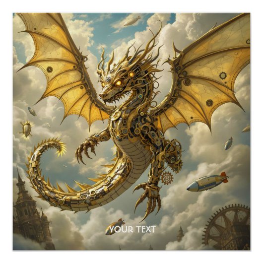 Fantasy Niedlich Clockwork Dragon Skies Poster (Vorderseite)