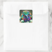 Fantasy Niedlich Closeup Vibranly Bird Quadratischer Aufkleber (Tasche)