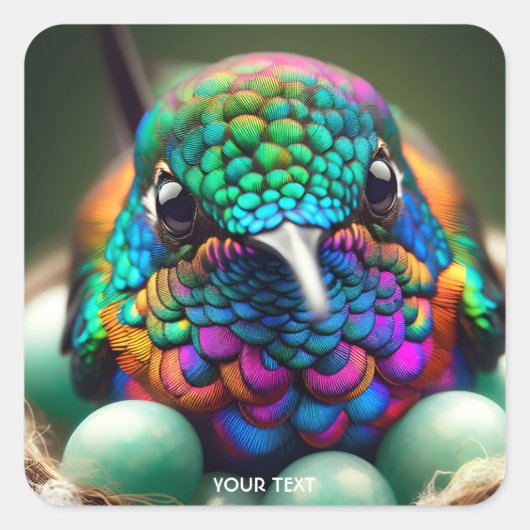 Fantasy Niedlich Closeup Vibranly Bird Quadratischer Aufkleber (Vorderseite)