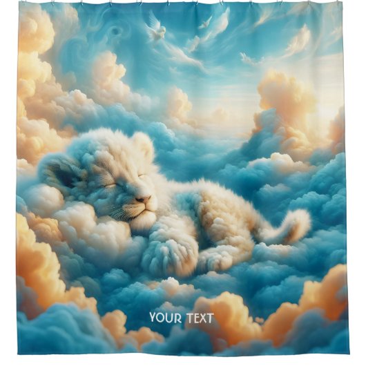 Fantasy Niedlich Clouds Baby Lion Duschvorhang (Vorderseite)