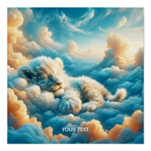 Fantasy Niedlich Clouds Baby Lion Poster (Vorderseite)