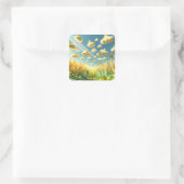 Fantasy Niedlich Clouds Ducks Garden Quadratischer Aufkleber (Tasche)