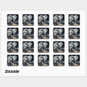 Fantasy Niedlich Clouds Elephant Smoke Quadratischer Aufkleber (Blatt)