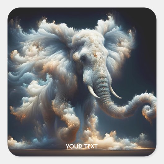 Fantasy Niedlich Clouds Elephant Smoke Quadratischer Aufkleber (Vorderseite)
