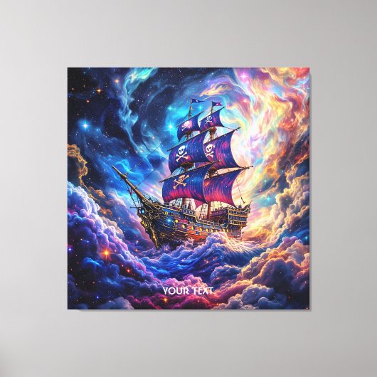 Fantasy Niedlich Clouds Ship Space Leinwanddruck (Vorderseite)