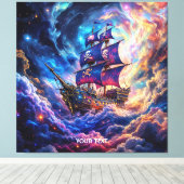 Fantasy Niedlich Clouds Ship Space Leinwanddruck (Insitu (Holzboden))