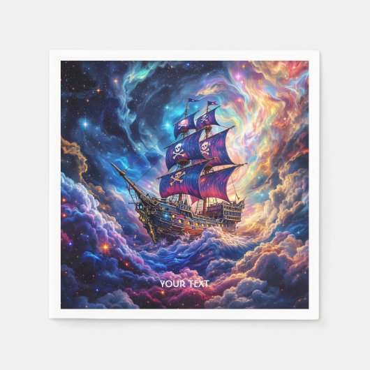 Fantasy Niedlich Clouds Ship Space Serviette (Vorderseite)