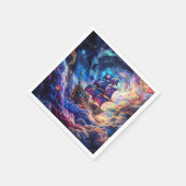 Fantasy Niedlich Clouds Ship Space Serviette (Ecke)