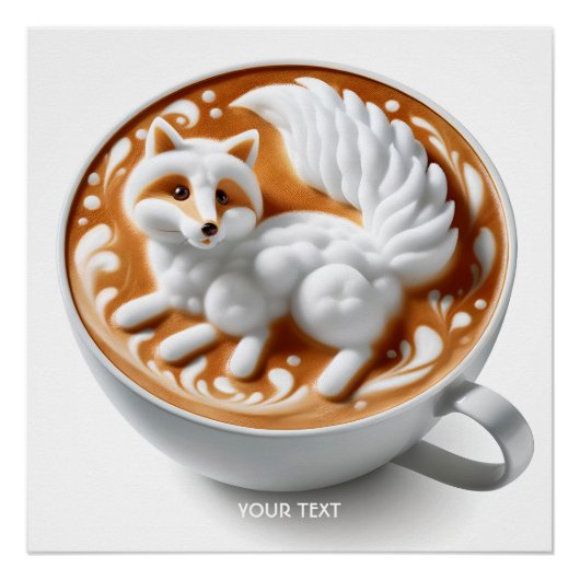 Fantasy Niedlich Coffee Fox Cup Poster (Vorderseite)
