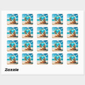 Fantasy Niedlich Corals Beach Quadratischer Aufkleber (Blatt)