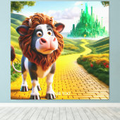 Fantasy Niedlich Cow Lion Road Leinwanddruck (Insitu (Holzboden))