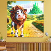 Fantasy Niedlich Cow Lion Road Leinwanddruck (Insitu (Wohnzimmer))