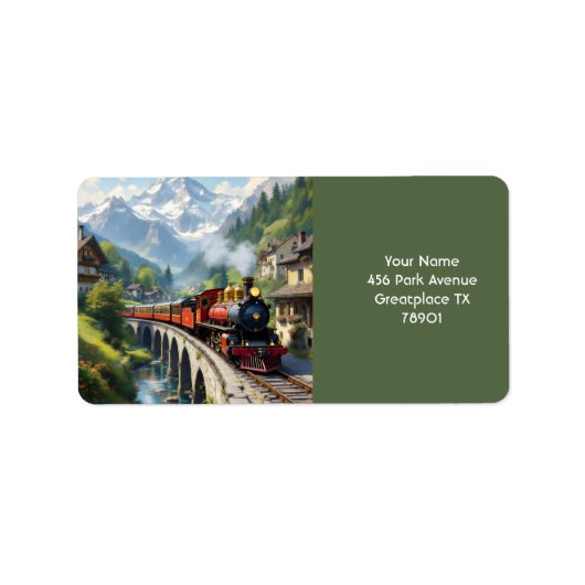 Fantasy Niedlich Crimson Antique Train Adressaufkleber (Vorne)