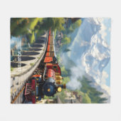 Fantasy Niedlich Crimson Antique Train Fleecedecke (Vorderseite (Horizontal))