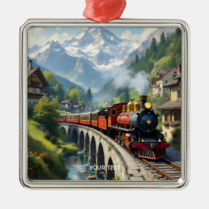 Fantasy Niedlich Crimson Antique Train Ornament Aus Metall