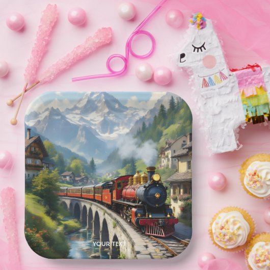 Fantasy Niedlich Crimson Antique Train Pappteller (Party)