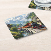 Fantasy Niedlich Crimson Antique Train Rechteckiger Pappuntersetzer (angewinkelt)