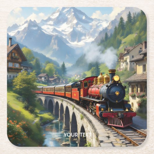 Fantasy Niedlich Crimson Antique Train Rechteckiger Pappuntersetzer (Vorderseite)