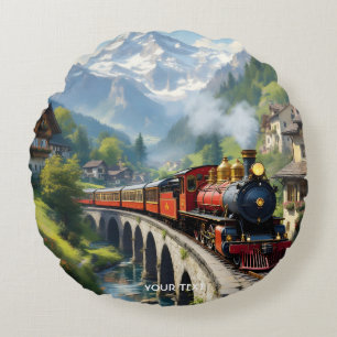 Fantasy Niedlich Crimson Antique Train Rundes Kissen