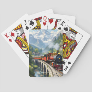Fantasy Niedlich Crimson Antique Train Spielkarten