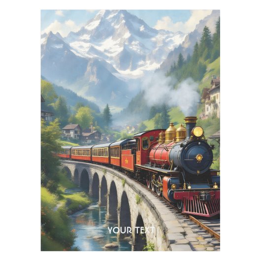 Fantasy Niedlich Crimson Antique Train Tischdecke (Vorderseite)