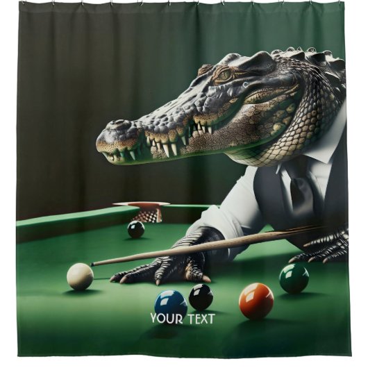 Fantasy Niedlich Crocodiard spielen Billiard Duschvorhang (Vorderseite)