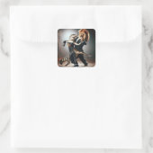 Fantasy Niedlich Crocodile Lion Tango Quadratischer Aufkleber (Tasche)