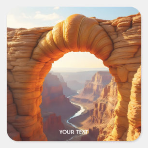 Fantasy Niedlich Croissant Arch Canyon Quadratischer Aufkleber