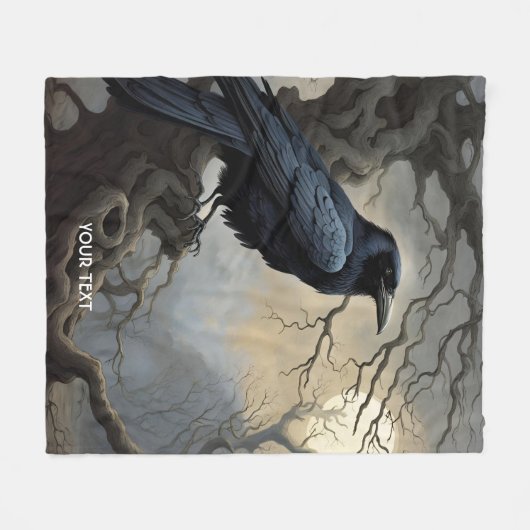 Fantasy Niedlich Crow Tree Dunkelheit Fleecedecke (Vorderseite (Horizontal))