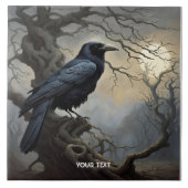 Fantasy Niedlich Crow Tree Dunkelheit Fliese (Vorderseite)