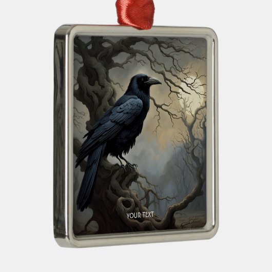 Fantasy Niedlich Crow Tree Dunkelheit Ornament Aus Metall (Rechts)