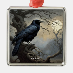 Fantasy Niedlich Crow Tree Dunkelheit Ornament Aus Metall